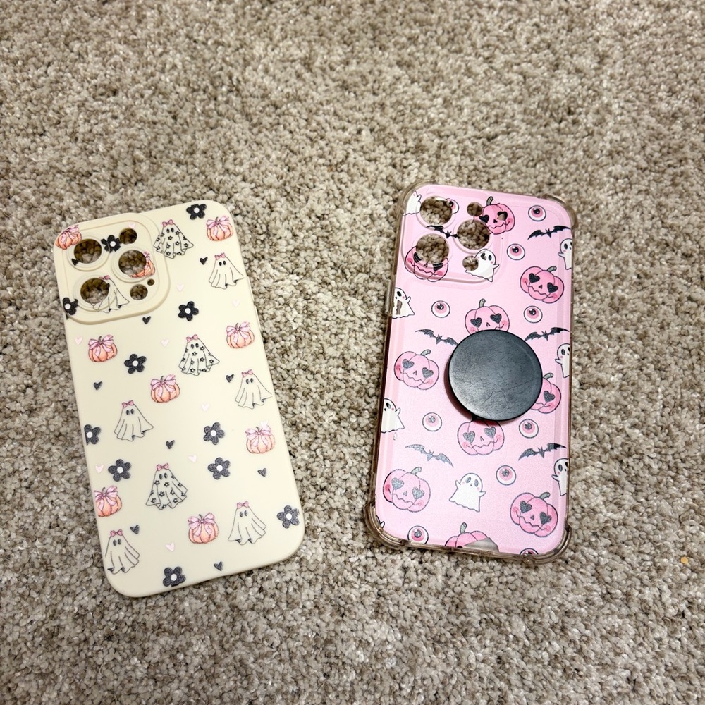 Halloween Themed Phone Cases - Pink and Cream